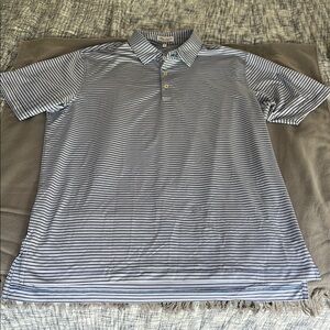 Peter Millar Navy and White Striped Polo Golf Shirt